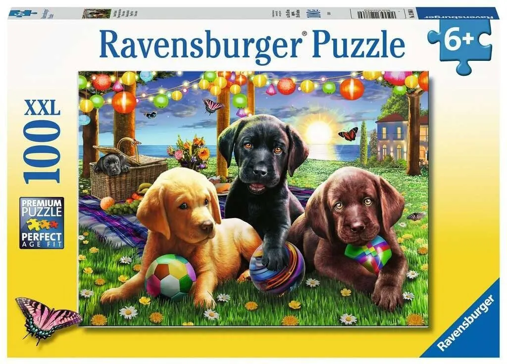 100 Piece Jigsaw Puzzle - Puppy Picnic XXL