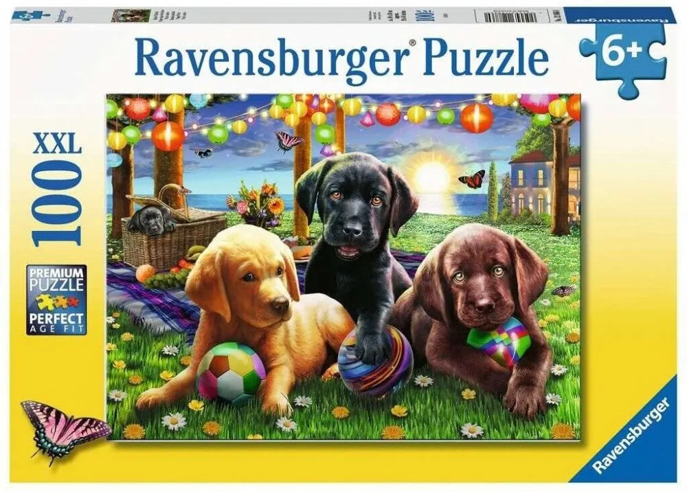 100 Piece Jigsaw Puzzle - Puppy Picnic XXL