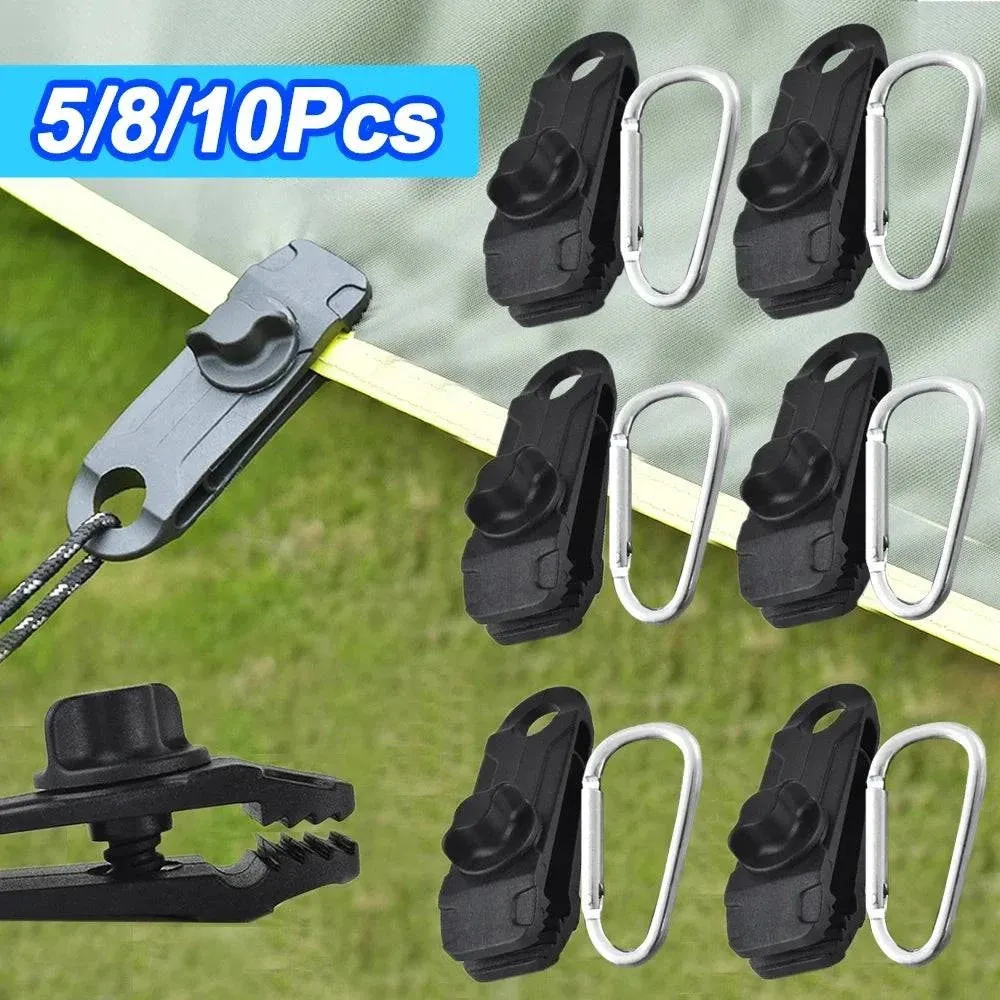 10PC Awning Clamp Tarp Clips Heavy Duty Lock Grip Tent Fasteners Clips Pool Awning Bungee Cord Car Tighten for Outdoor Camping