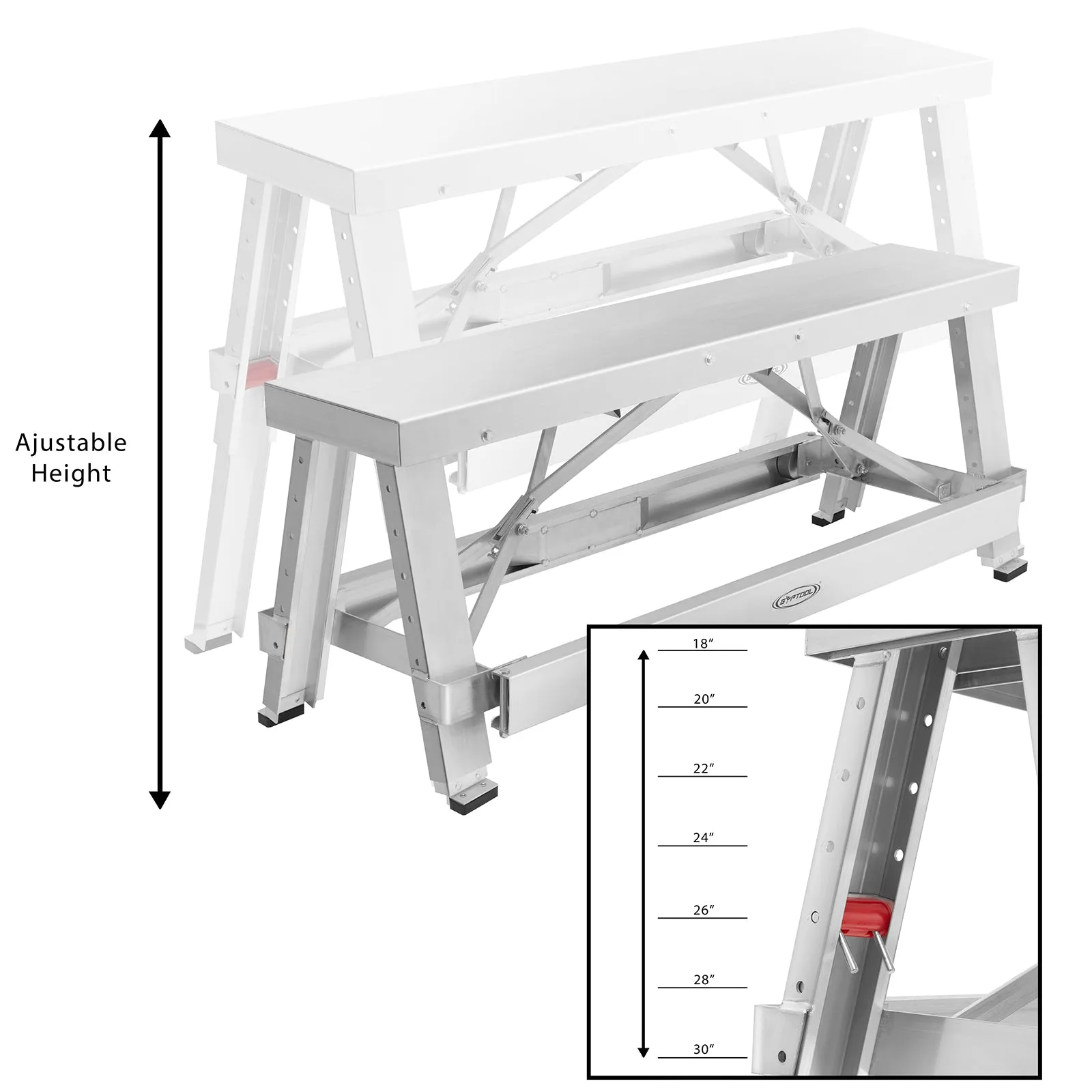 18"-30" Adjustable Height Drywall Bench Sawhorse Step Ladder - GypTool