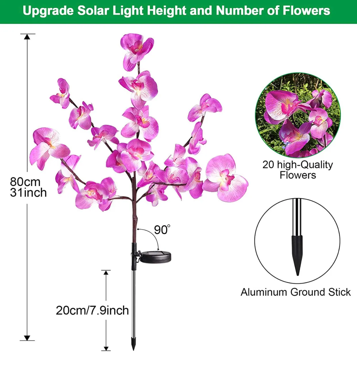 2 Pack Solar Orchid Flower Lights -40 Flowers