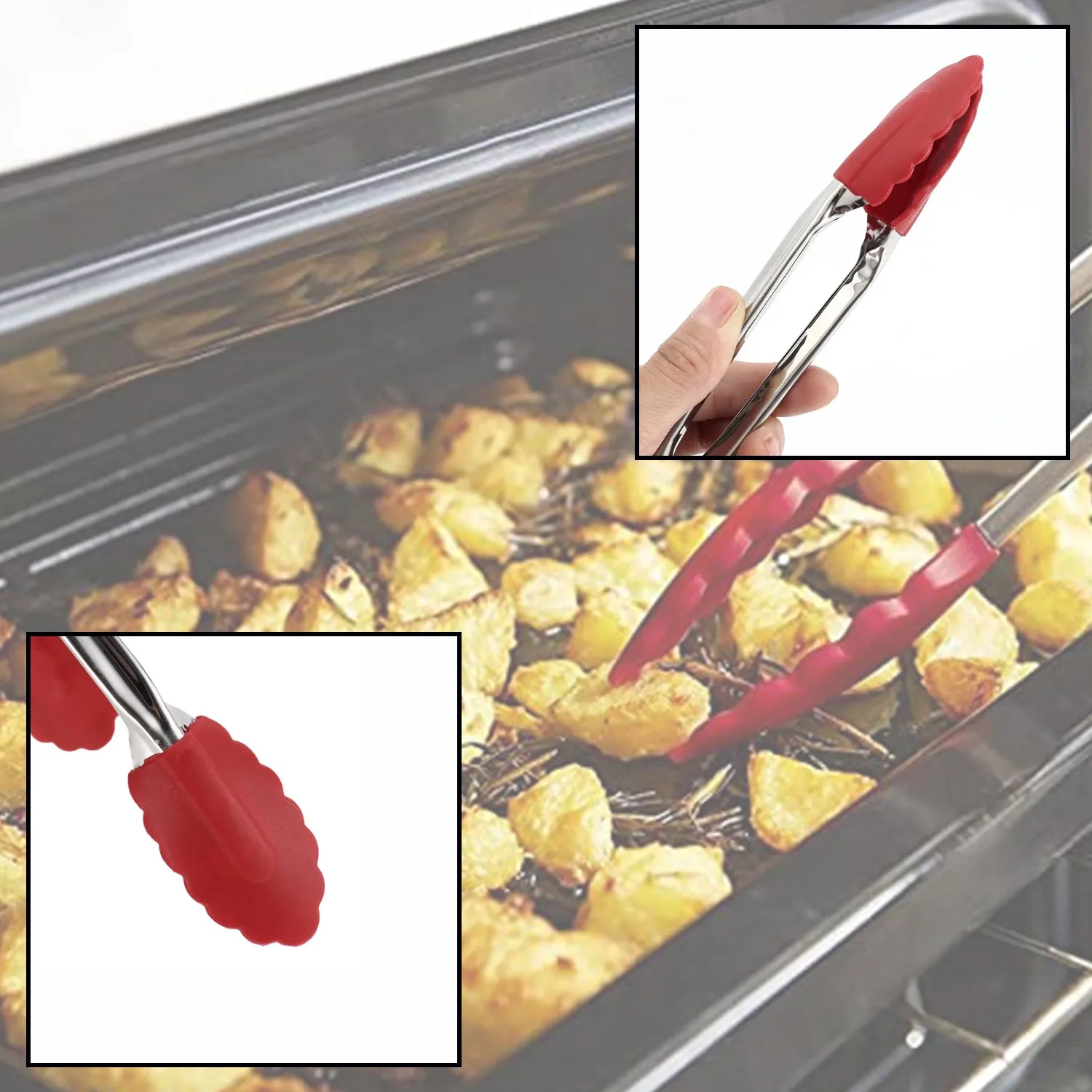 2985 Kitchen Baking BBQ Heat Resistant Cooking Food Clip with Silicone Tips Tongs , Pack of 1