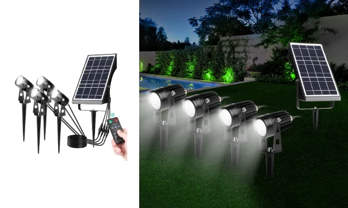 4 in 1 Solar Garden Spotlights with Remote Control