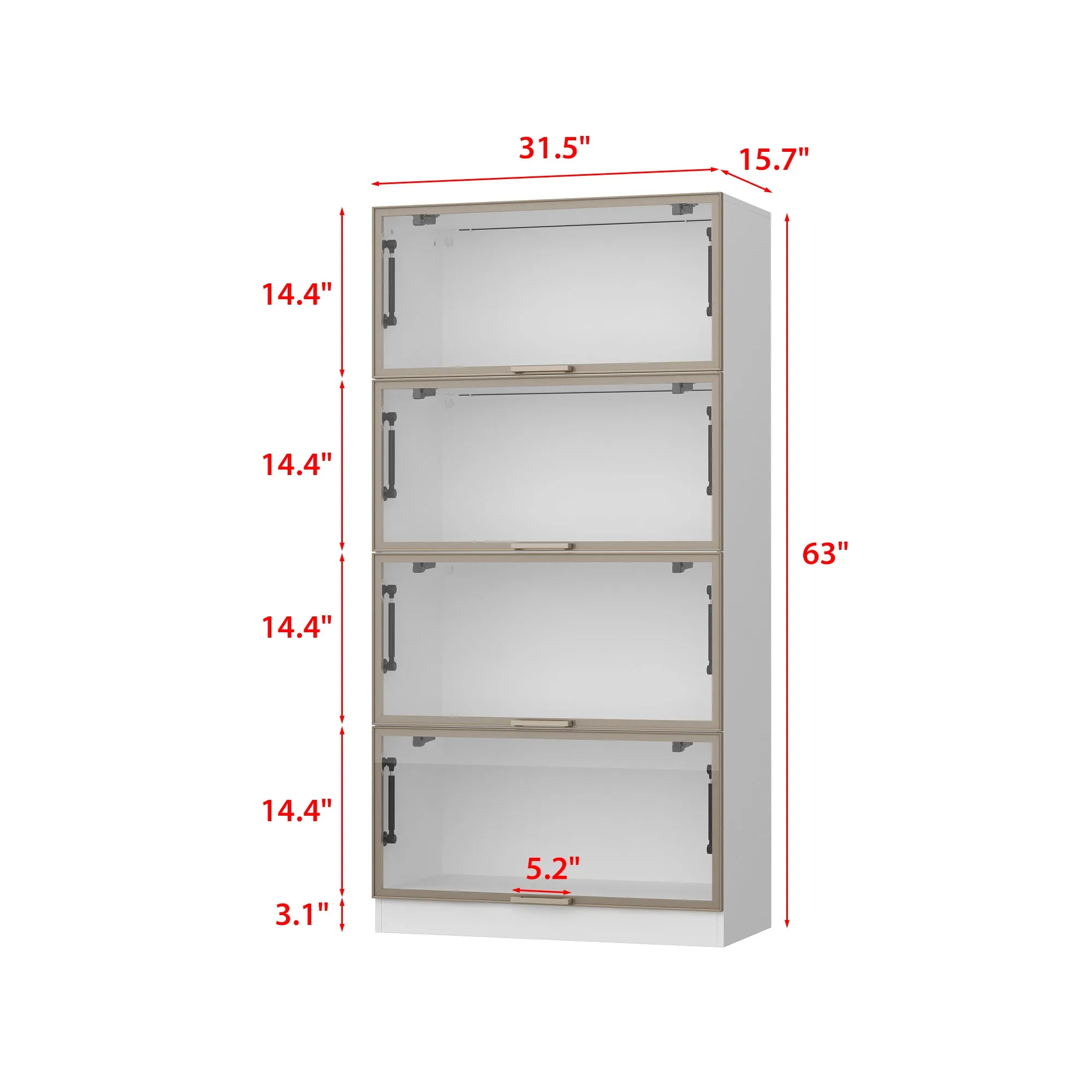 4-Layer Glass Door Display Case With LED Light