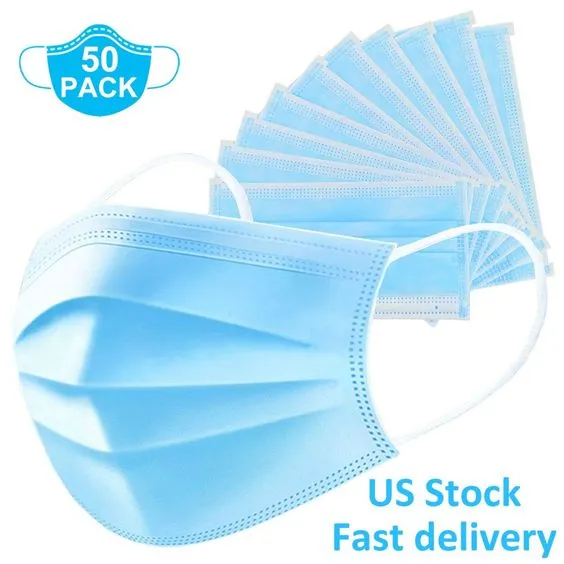 50pcs 3layer dust flu proof disposable masks protective comfortable cheap face masks 2021