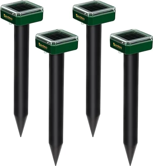 8 Pack Mole Repellent Solar Sonic Groundhog Repeller Gopher Deterrent Vole