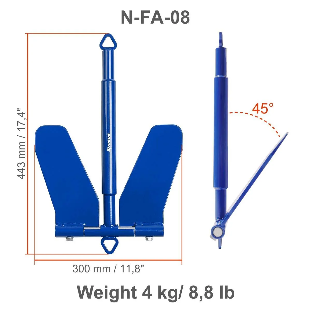 8.8 Lbs Danforth Anchor for Fishing, Canoe and Kayaking