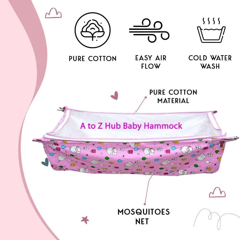 A to Z Hub Baby Boy'S And Girl'S Portable Folding Swing Cradle/Ghodiyu/Parna/Jhula, With Free Baby Cotton Hammock. (Regular Folding Round Pipe (Pink)), 8 Centimeters, 26 Centimeters