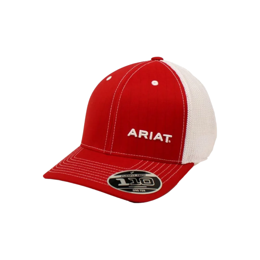 Ariat M&F Flex Fit Red and White Mesh Logo Cap