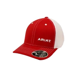 Ariat M&F Flex Fit Red and White Mesh Logo Cap