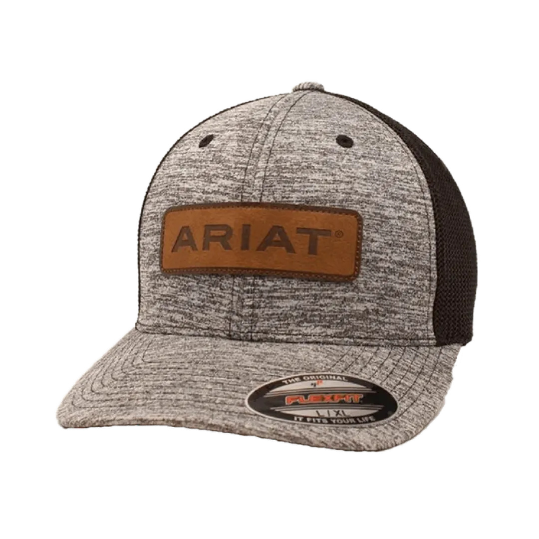 Ariat M&F Grey and Black Mesh Leather Patch Cap