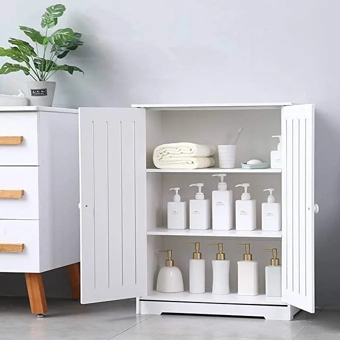 Bathroom PVC Freestanding Storage Cabinet With Handle Doors By Miza