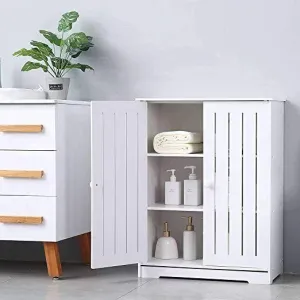 Bathroom PVC Freestanding Storage Cabinet With Handle Doors By Miza