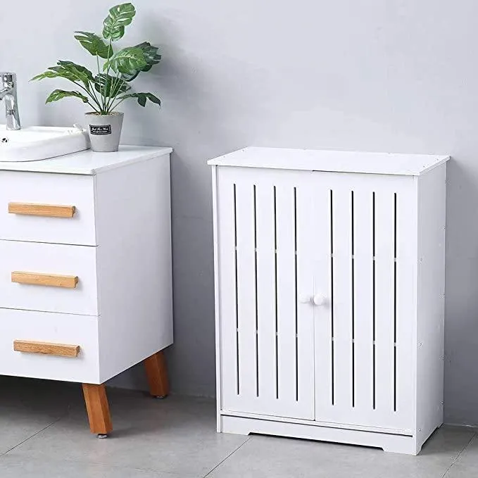 Bathroom PVC Freestanding Storage Cabinet With Handle Doors By Miza