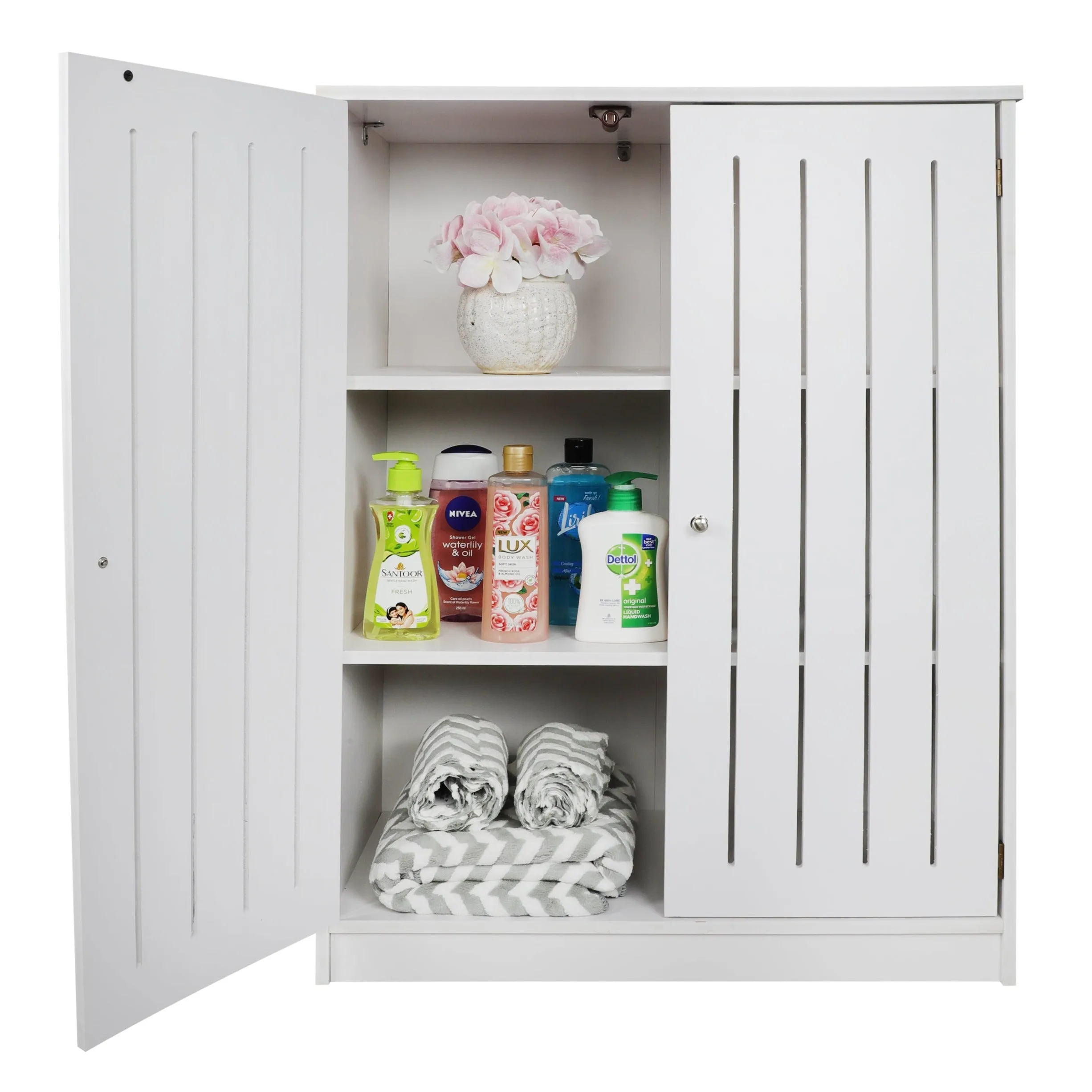 Bathroom PVC Freestanding Storage Cabinet With Handle Doors By Miza