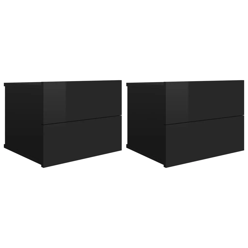 Bedside Cabinets 2 pcs High Gloss Black 40x30x30 cm Engineered Wood