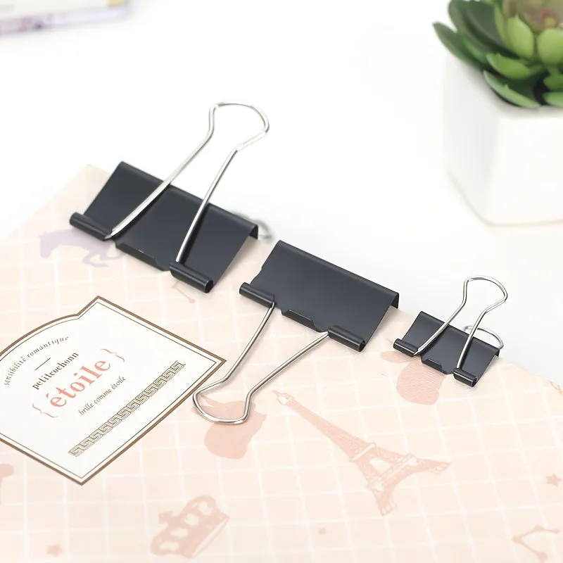 Black Metal Dovetail Paper Clip Strong Stylish Office Stationery