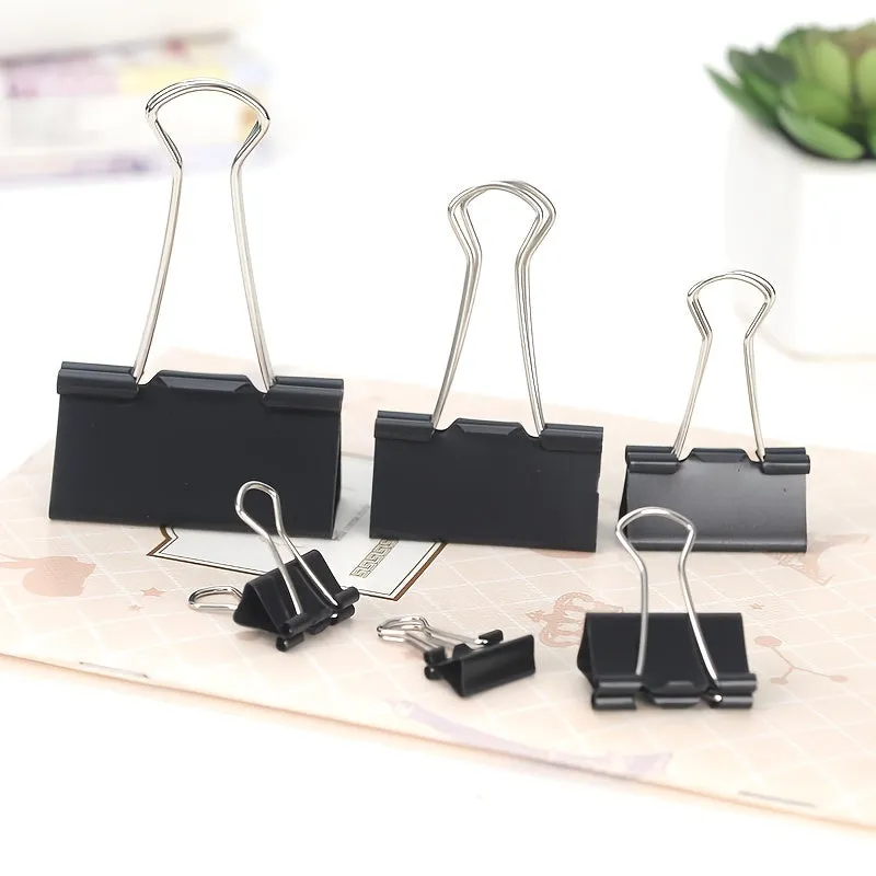 Black Metal Dovetail Paper Clip Strong Stylish Office Stationery