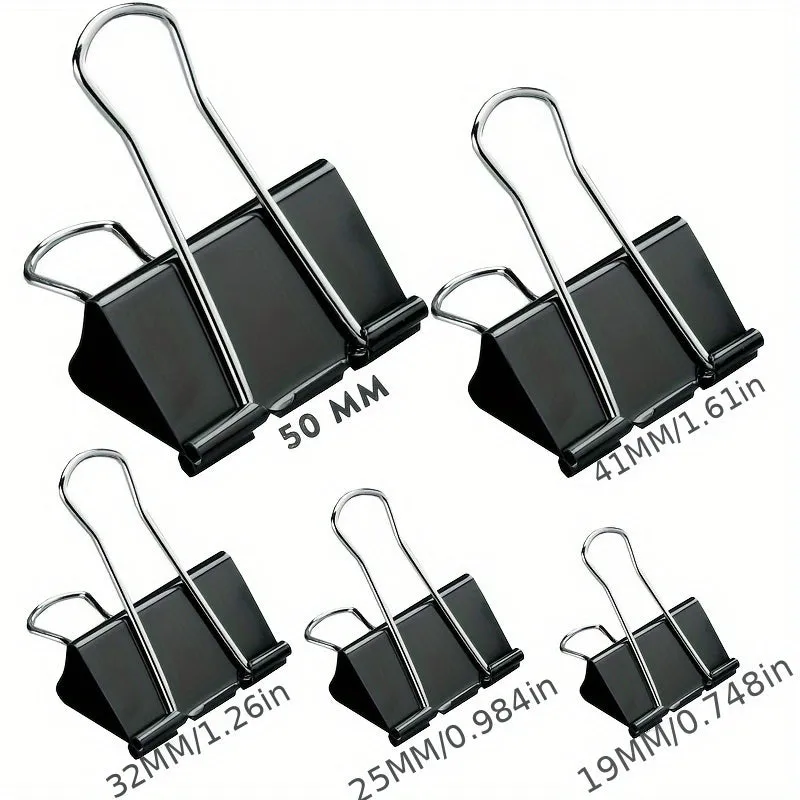 Black Metal Dovetail Paper Clip Strong Stylish Office Stationery