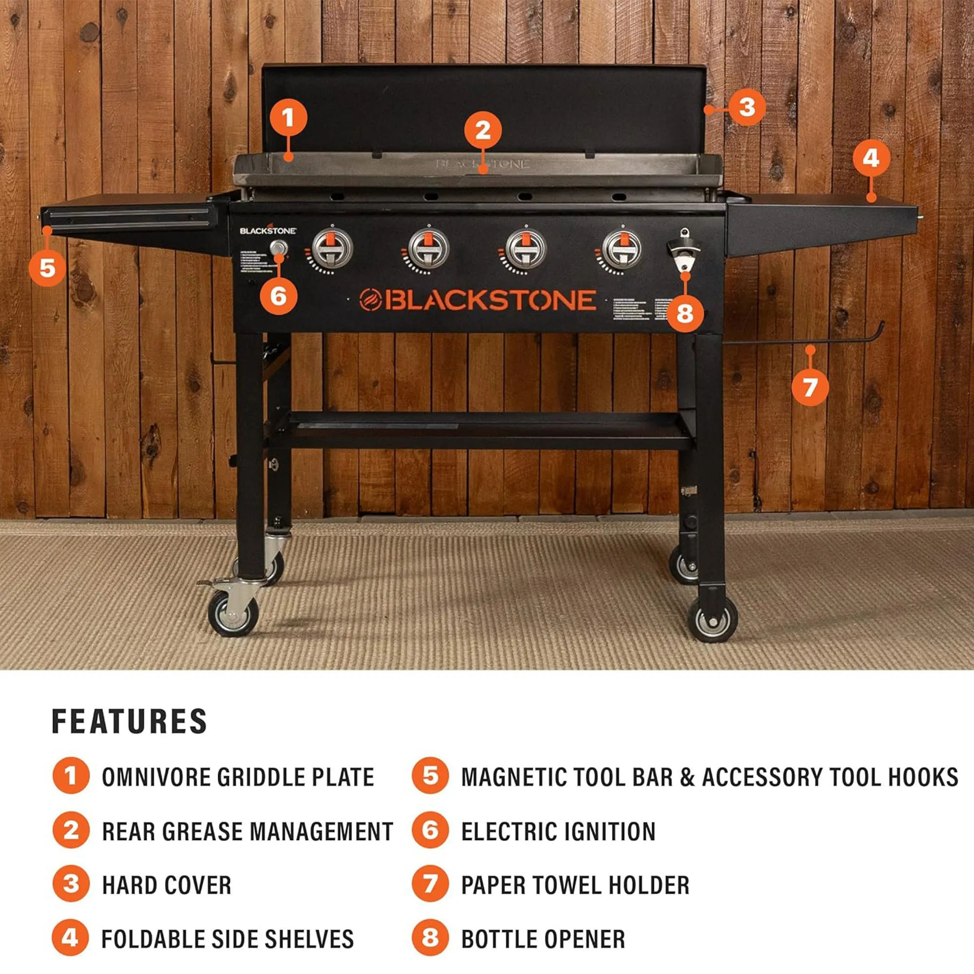 Blackstone 36" Omnivore Griddle w/ Hard Cover, Propane Gas Outdoor Cooking Stove