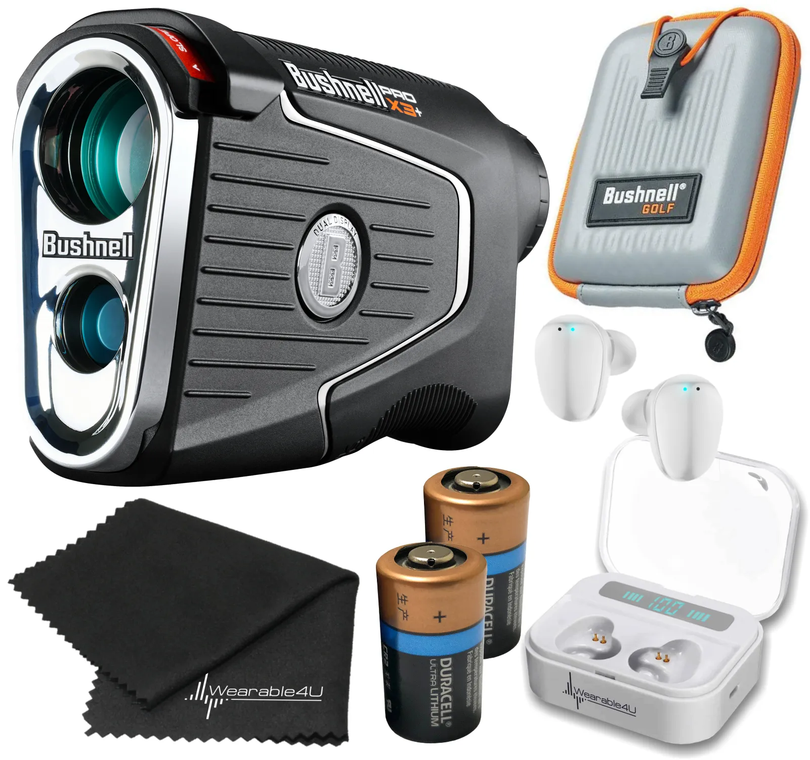 Bushnell Pro X3  (Plus) Advanced Laser Golf Rangefinder with Included Carrying Case, Carabiner, Lens Cloth, and Selected Wearable4U Bundle