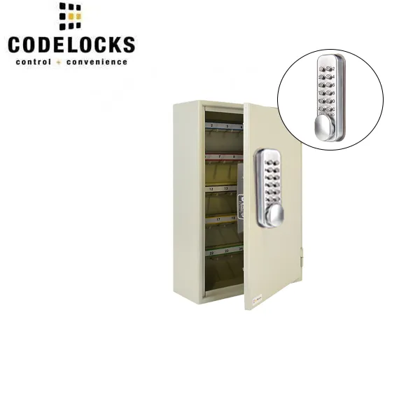 CodeLocks - Key Secure Extra Security Padlock Cabinet w/ CL160 - Mechanical Lock - Tubular Mortise Latch - Hold Back Feature - QuickCode - Optional Cabinet Storage