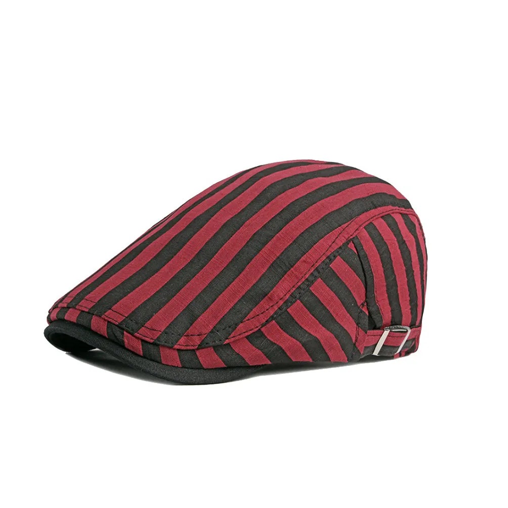 Cotton Striped Ivy Newsboy Cap Cabbie Gatsby Golf Beret Hat YZ30107