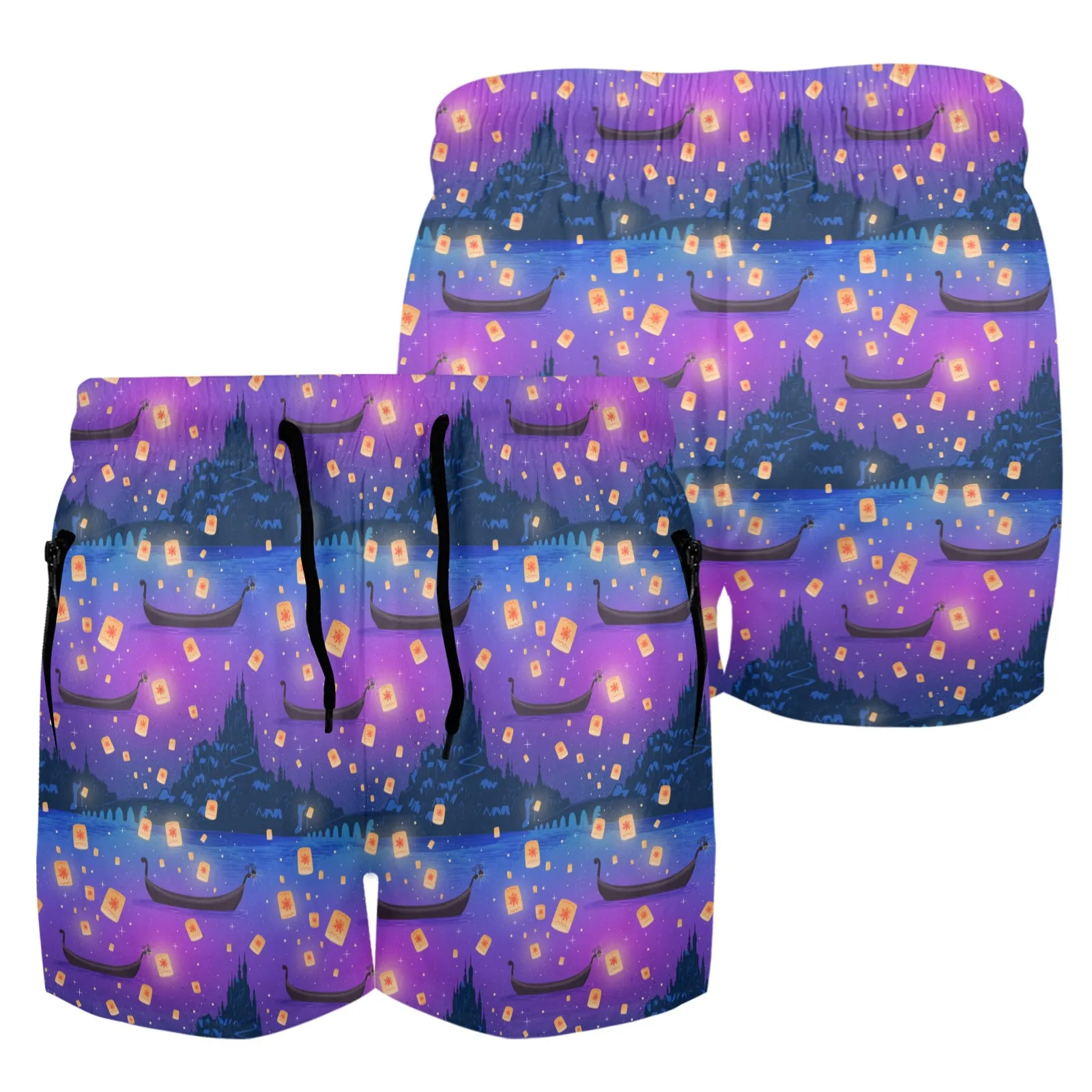 Disney Tangled Rapunzel Floating Lanterns Men's Quick Dry Athletic Shorts