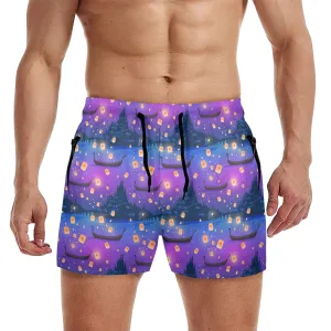 Disney Tangled Rapunzel Floating Lanterns Men's Quick Dry Athletic Shorts