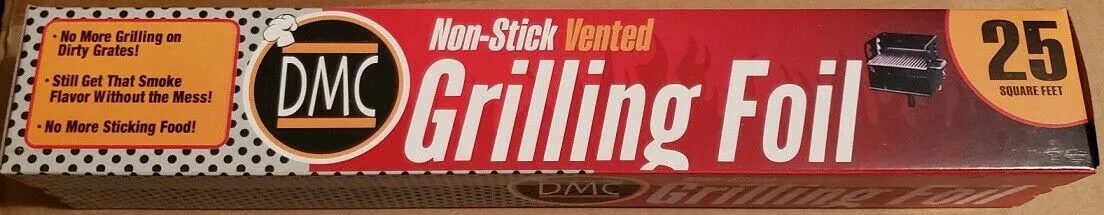 DMC Grilling Foil, 25 SQFT, Heavy Duty Vented Holes Non Stick Aluminum