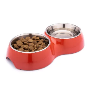 Double Feeding Dog Bowl - Non Slip And Dishwasher Safe Melamine Bowl - 2 X 118