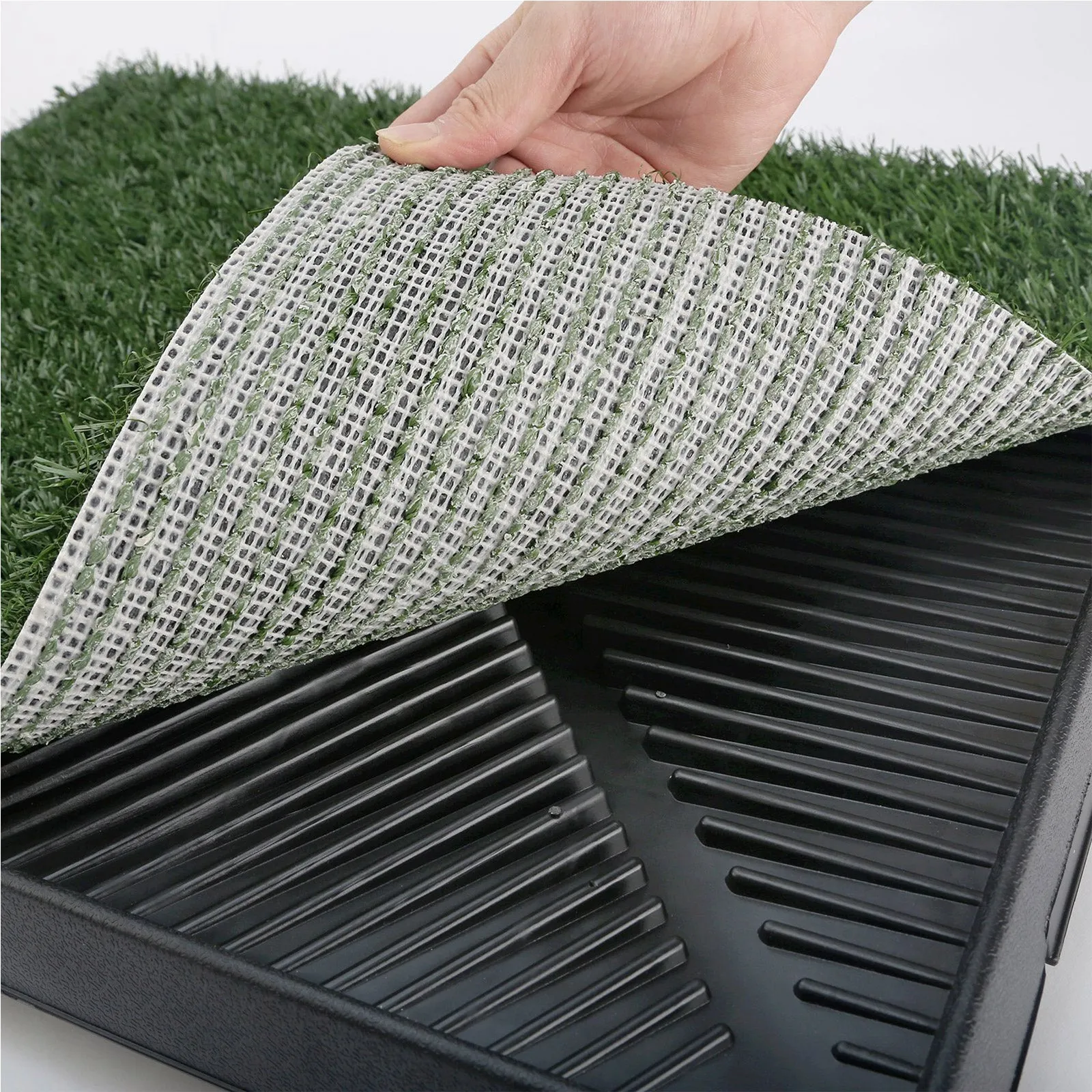 Durable Pet Potty Tray with 1 Grass Mat, PVC, 63x50cm, Paw Mate