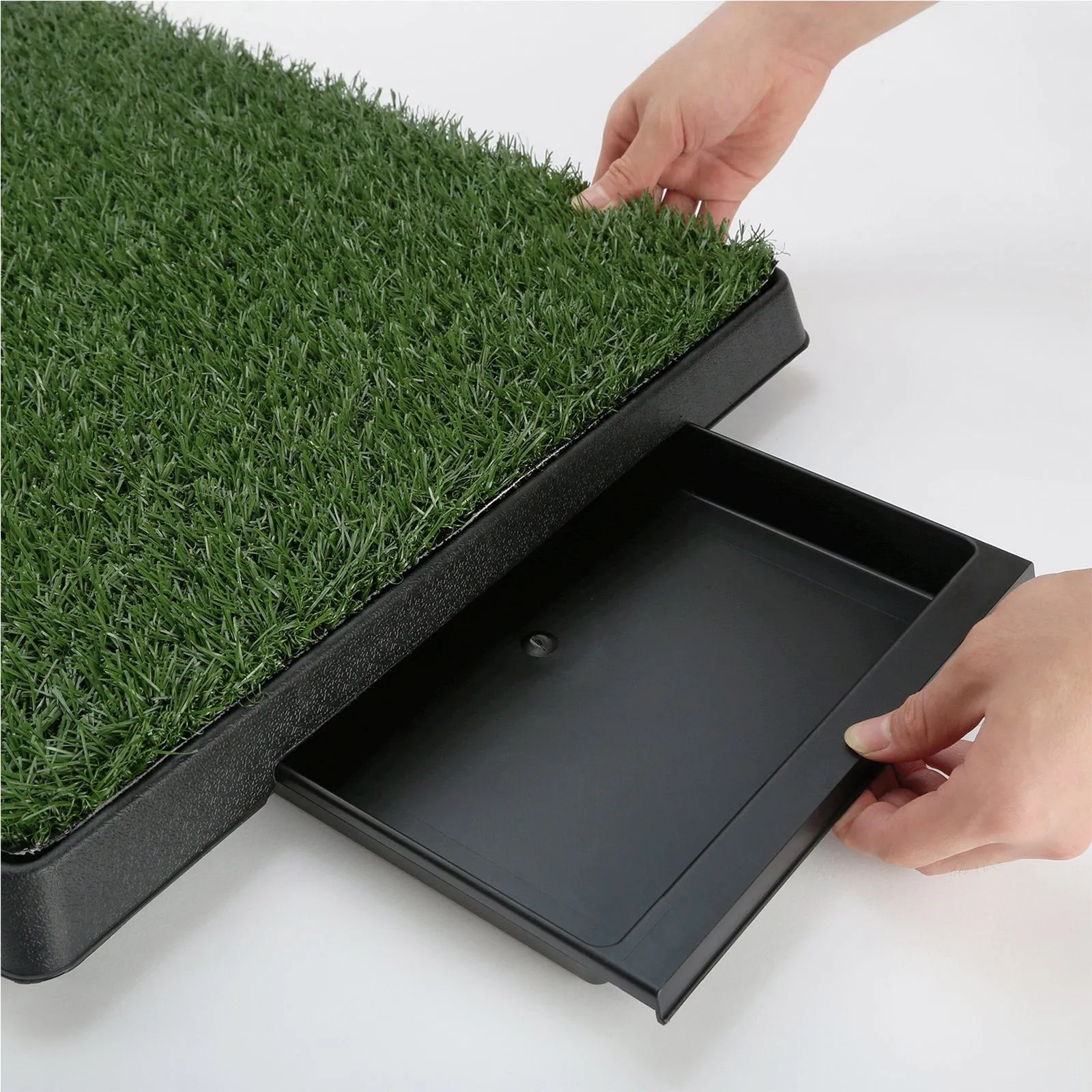 Durable Pet Potty Tray with 1 Grass Mat, PVC, 63x50cm, Paw Mate