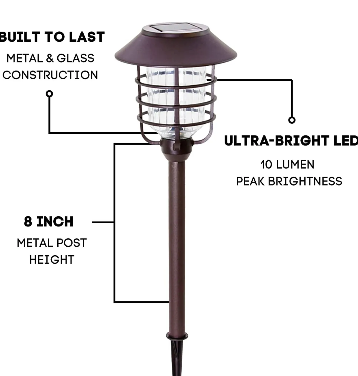 Energizer [ Smartyard ]Solar LED Large Pathway Lights Oil Rubbed Bronze 8-Pk