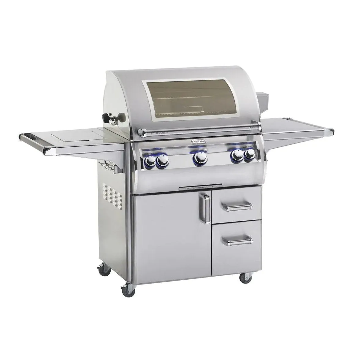 Fire Magic Echelon Diamond E660s 30" A Series Freestanding Gas Grill With Rotisserie, Infrared Burner, Single Side Burner, Analog Thermometer & Magic View Window, Natural Gas - E660s-8LAN-62-W