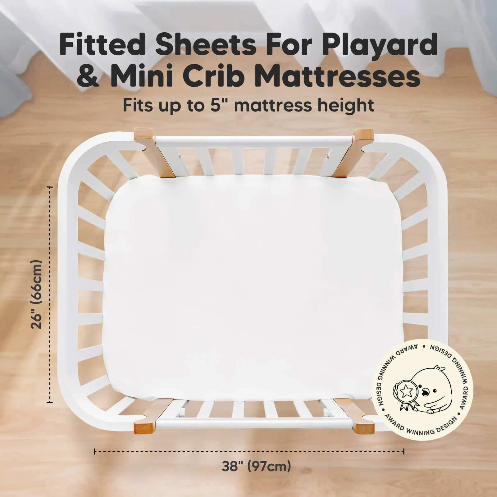 Isla Fitted Mini Crib Sheets (Soft White)