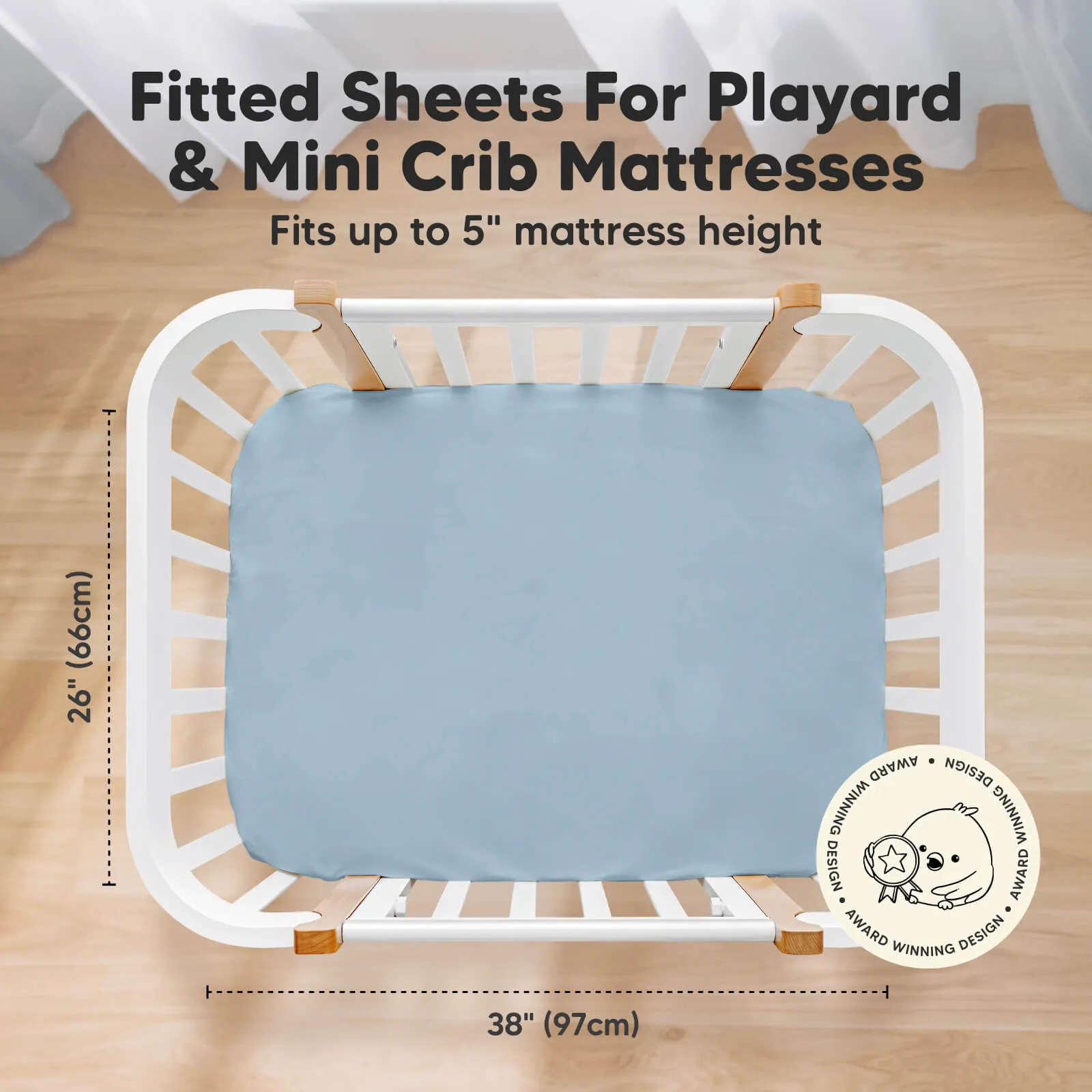 Isla Fitted Mini Crib Sheets (Steel)