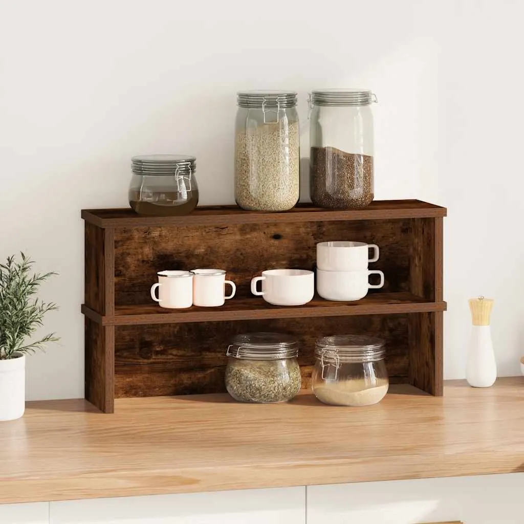 Kitchen Racks Stackable 2 pcs Smoked Oak 60x15x16 cm