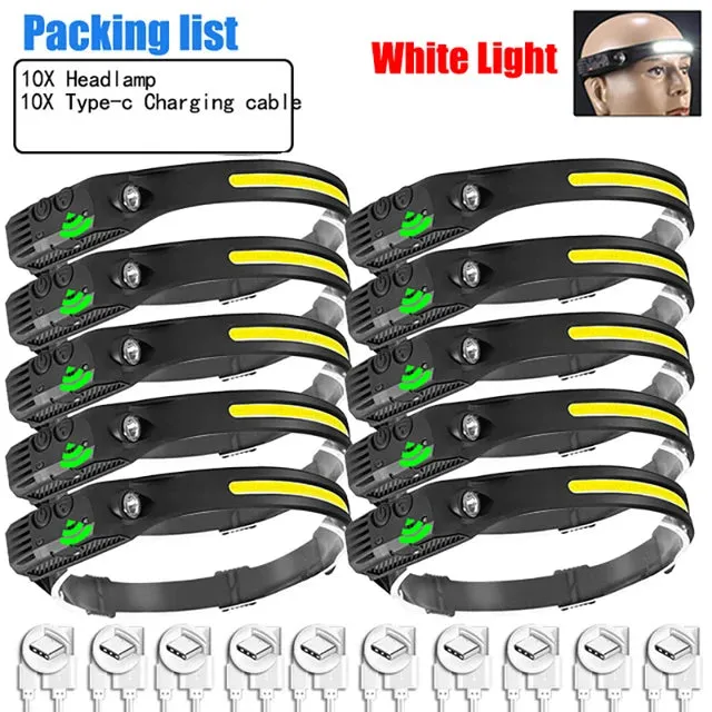 LED Sensor Headlamp Camping Search Light Head Flashlight Rechargeable Powerful Head Lamp Front Lanterns Headlights 6 Styles