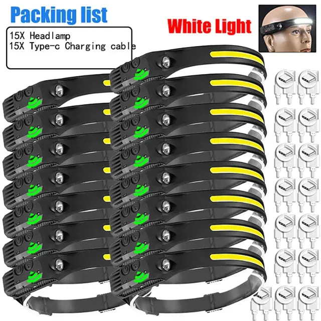 LED Sensor Headlamp Camping Search Light Head Flashlight Rechargeable Powerful Head Lamp Front Lanterns Headlights 6 Styles