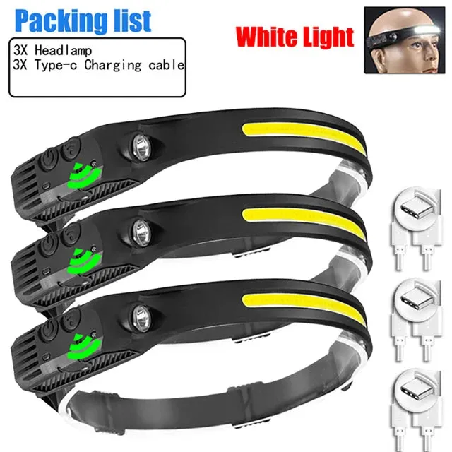 LED Sensor Headlamp Camping Search Light Head Flashlight Rechargeable Powerful Head Lamp Front Lanterns Headlights 6 Styles