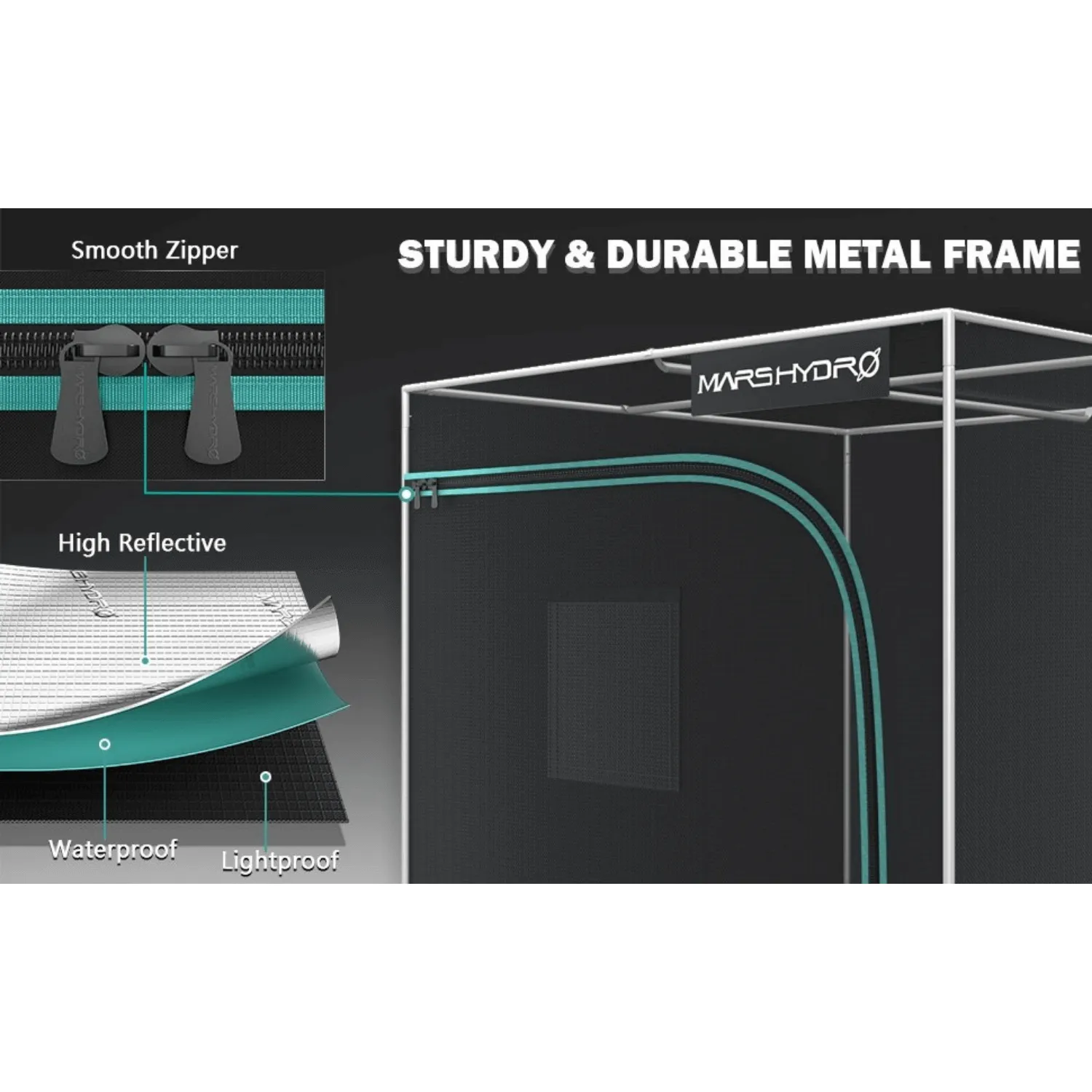 Mars Hydro 5' x 5' x 6' 8" (150cm x 150cm x 200cm) Indoor Grow Tent