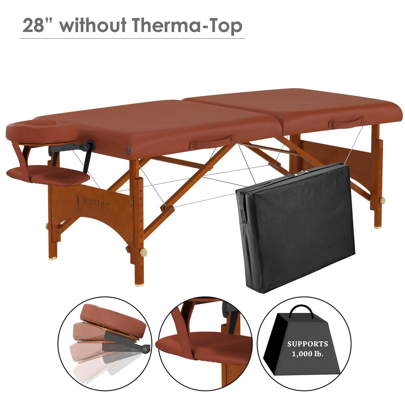 Master Massage 70cm REGULATION Size FAIRLANE Portable Massage Table Package, Therapists LOVE! (Cinnamon Color)