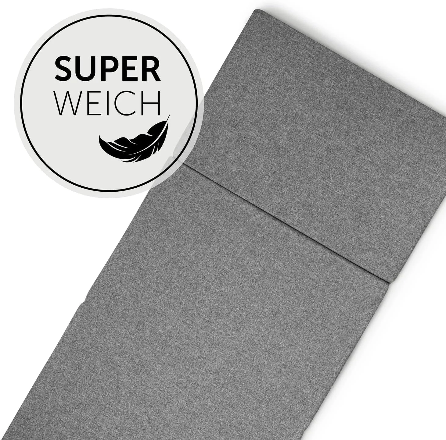 MILLIARD Premium 3-Fold Mattress - Grey Jute Fabric - PU Foam - Foldable & Portable, Lightweight Picnic Foam Mattress (72X35X2)