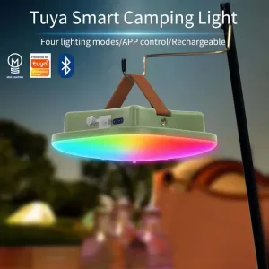 MOSLIGHTING Tuya RGB Camping Lantern Portable Flashlight Rechargeable Outdoor Lamp Party Bluetooth Music Sync Atmosphere Light