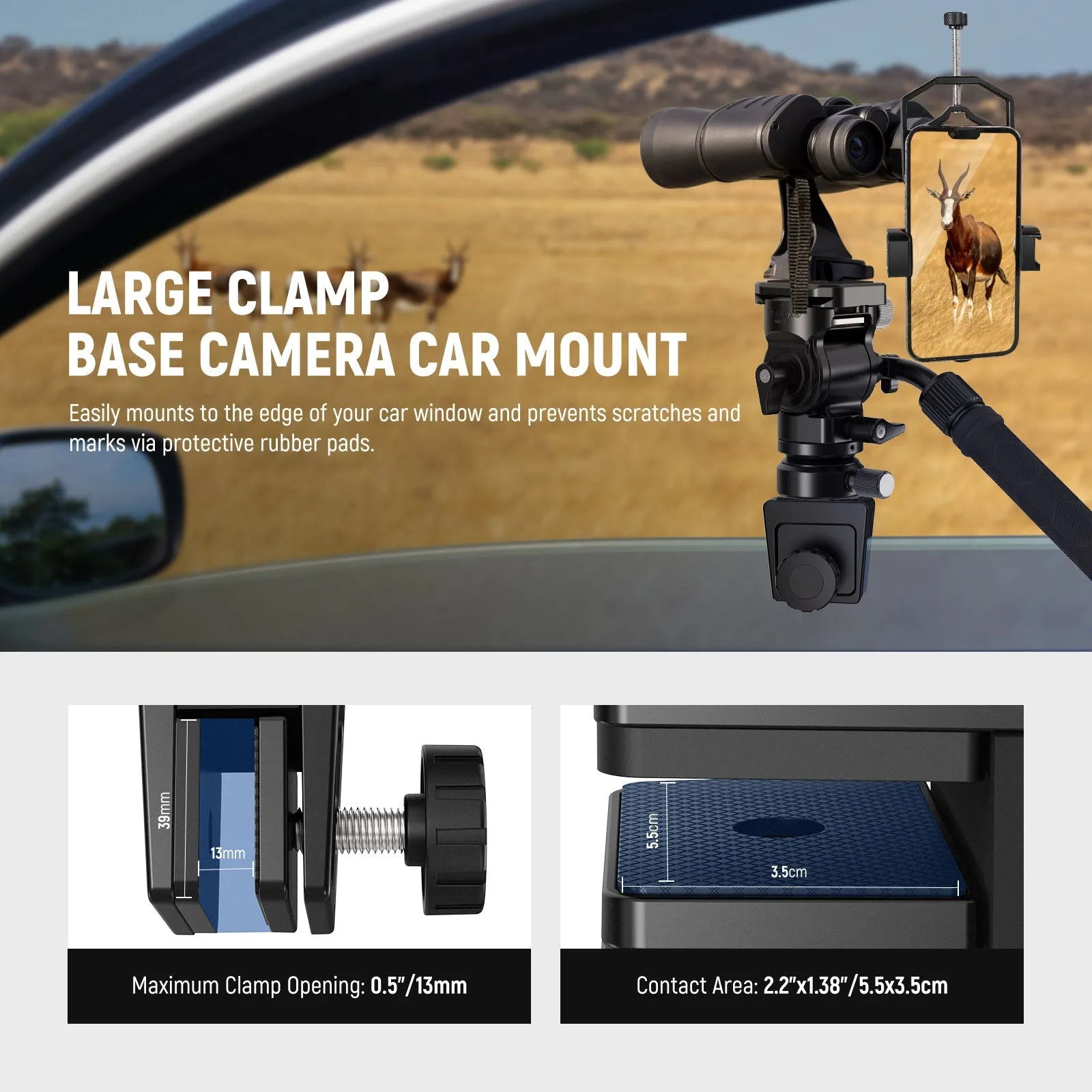 NEEWER LS-20 Metal Spotting Scope Camera Car Window Mount