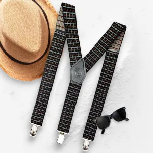 Peluche Uber Checks Black Suspender for Men