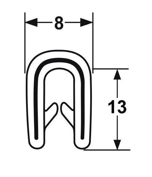 Pinchweld 60-056B 25mm Black/White Fin per metre