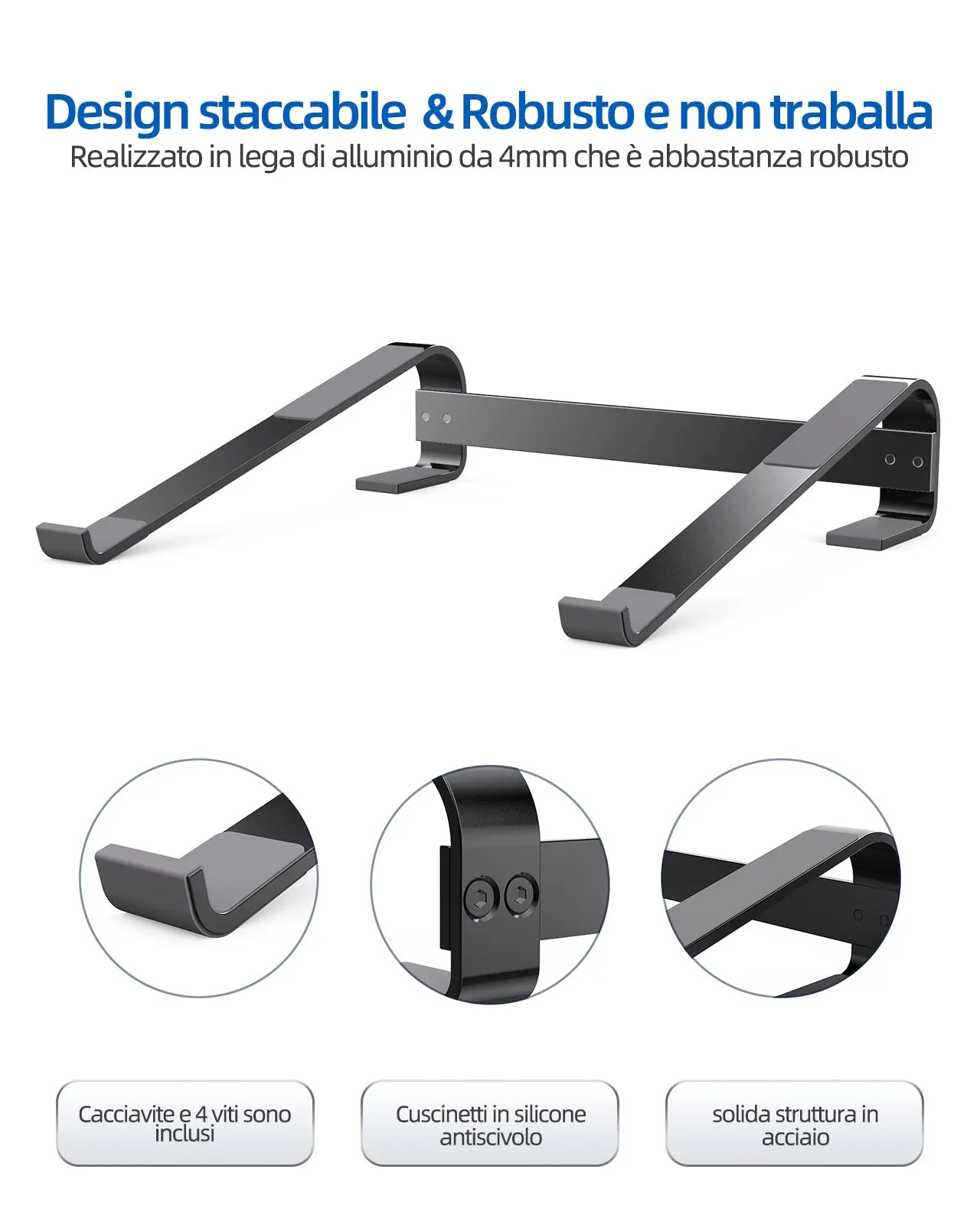 Portable Aluminum Portable Laptop Stand - Black