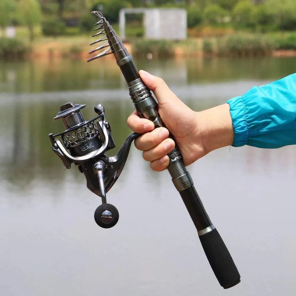 Portable Telescopic Carbon Fiber Spinning Rod Reel Combo